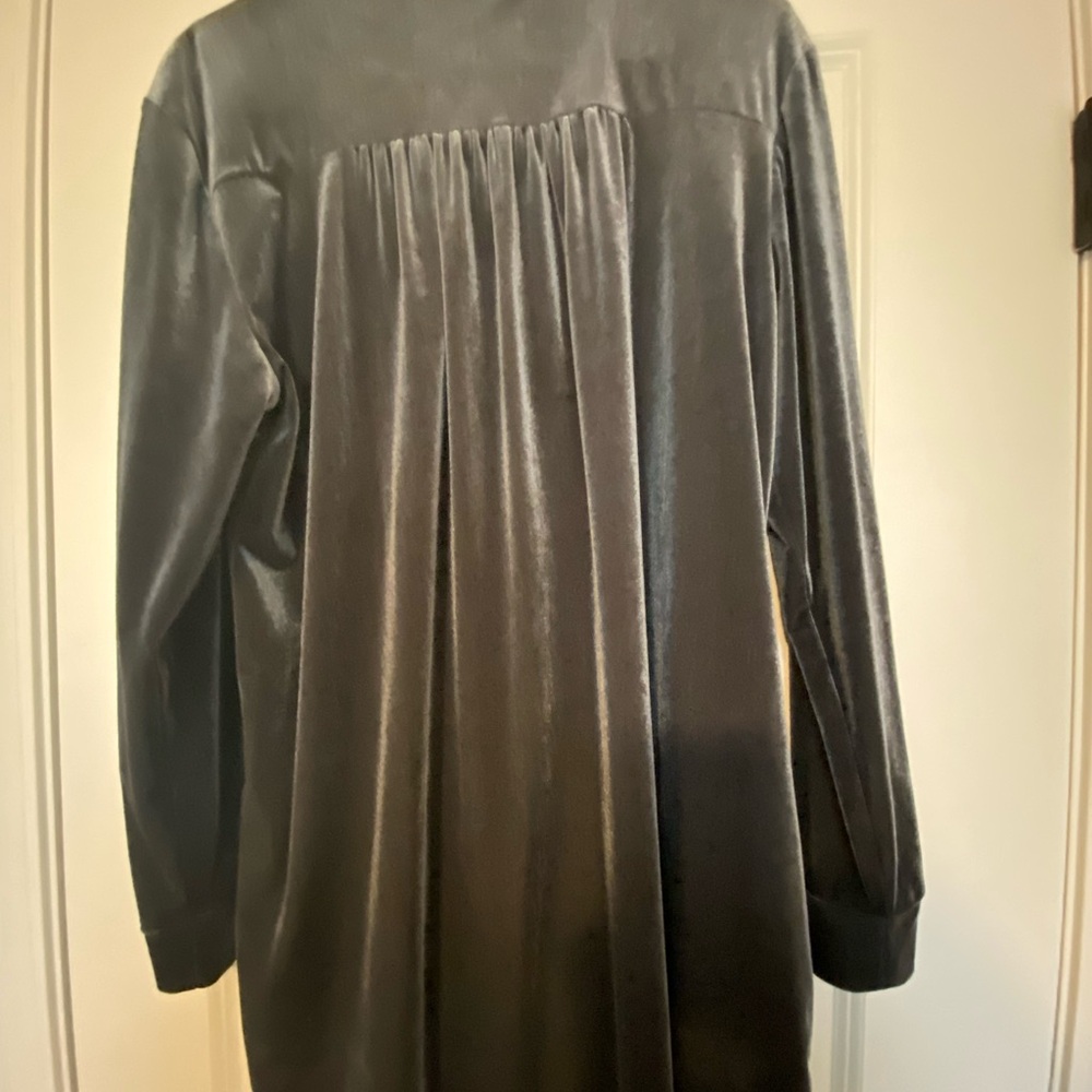 Dark Gray Velvet Tunic Shirt - Picture 3 of 4
